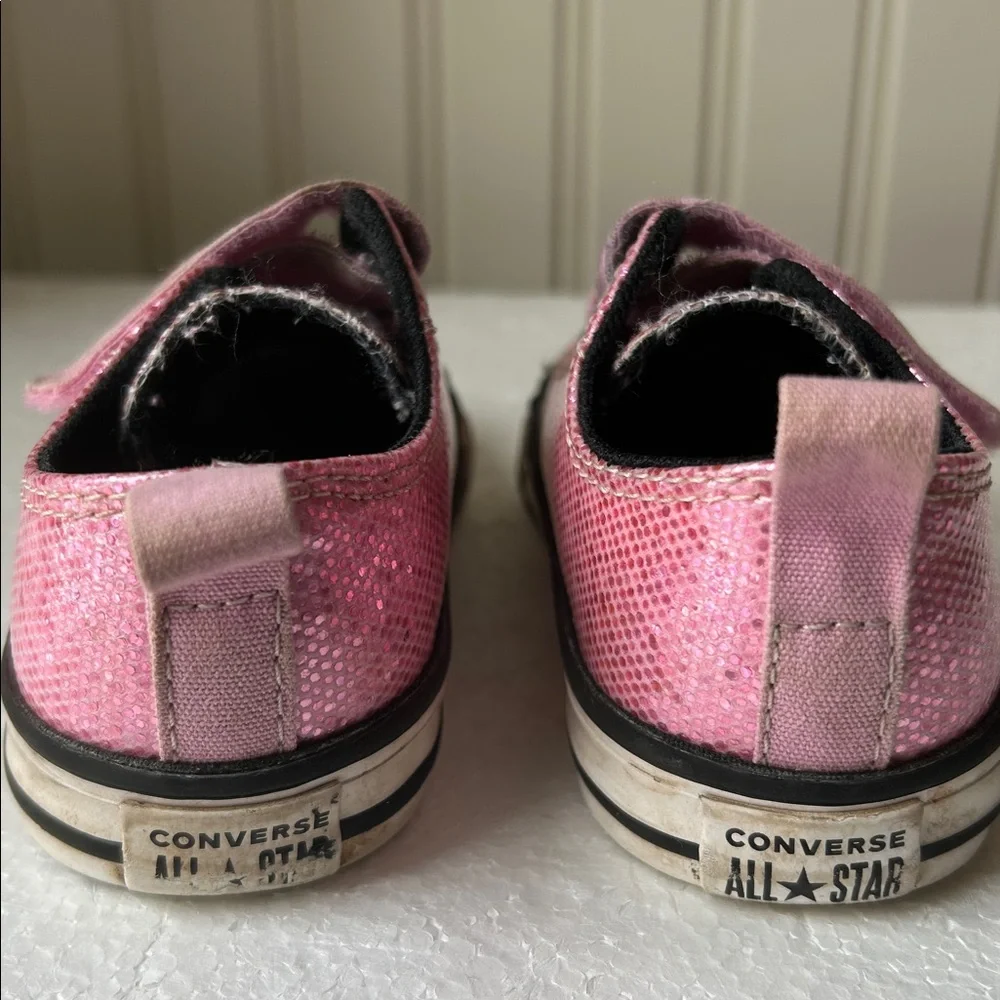 Converse All Star Glitter sparkle sneaker Hook&Loop closure toddler size 7 pink
